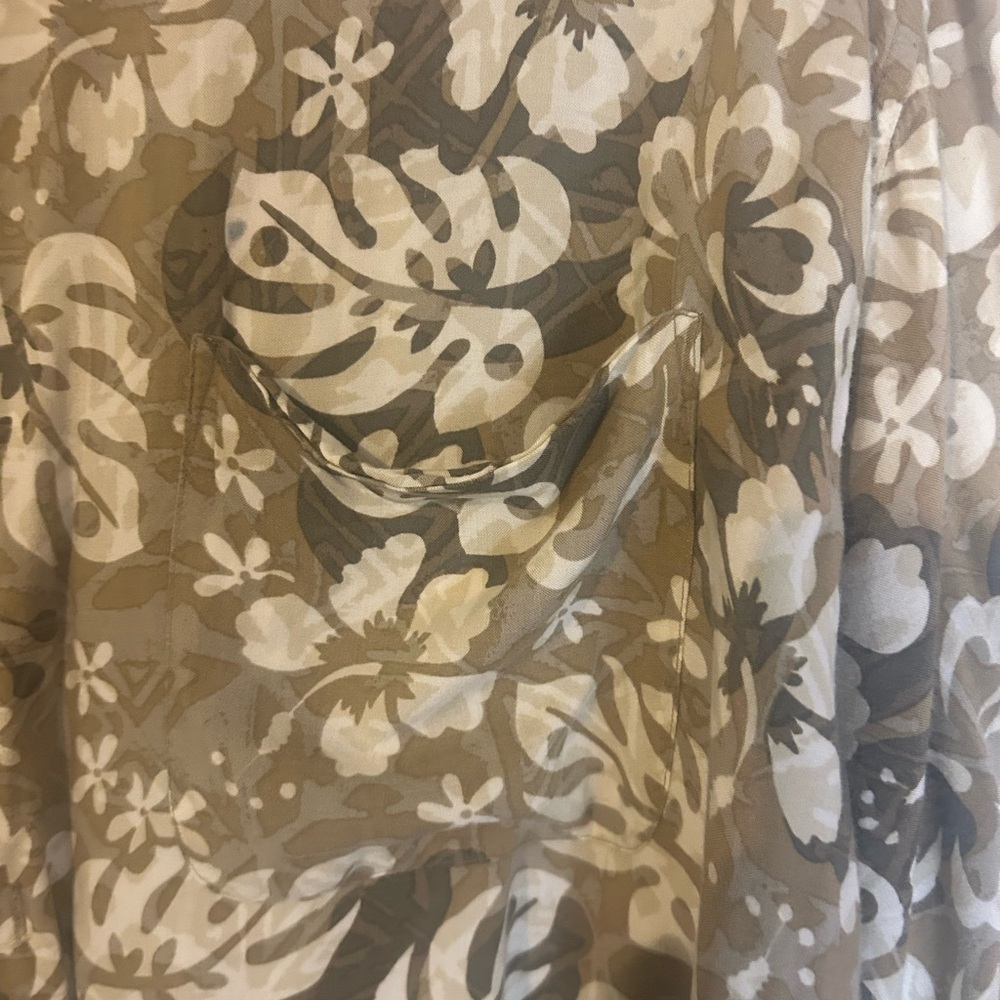 Vintage OP Casual Button Down Shirt Brown and Cream - Picture 4 of 7